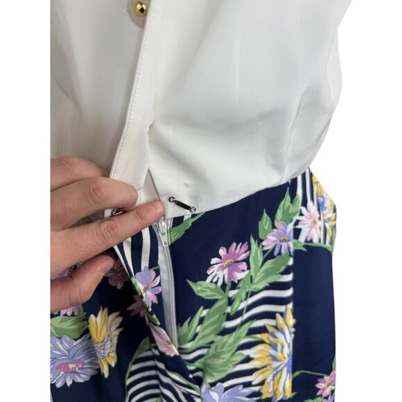 Leslie Fay VINTAGE 2-Piece Blazer & Romper Set Size 14 Blue Floral NWT - Picture 3 of 16